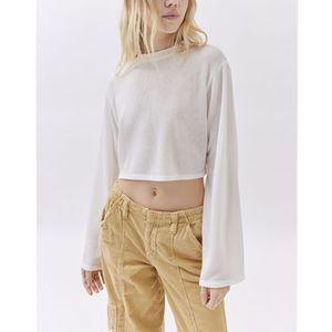Urban Renewal Remnants Drippy Sleeve Ribbed Crew Neck Top